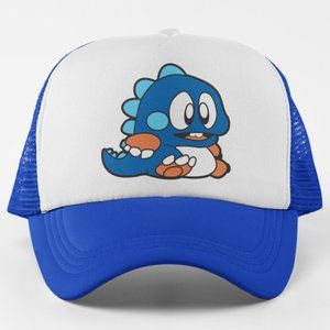 NEW Bubble Bobble Bob Dragon Foam Trucker Mesh Snapback Hat 2-TONE:  BLUE WHITE